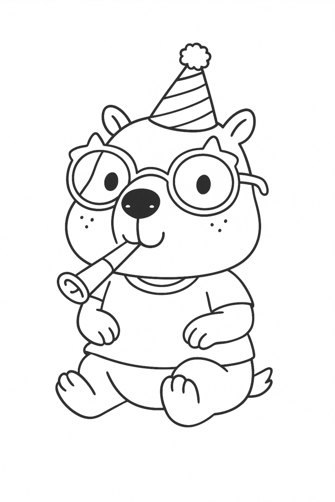 easy cute capybara outline to color