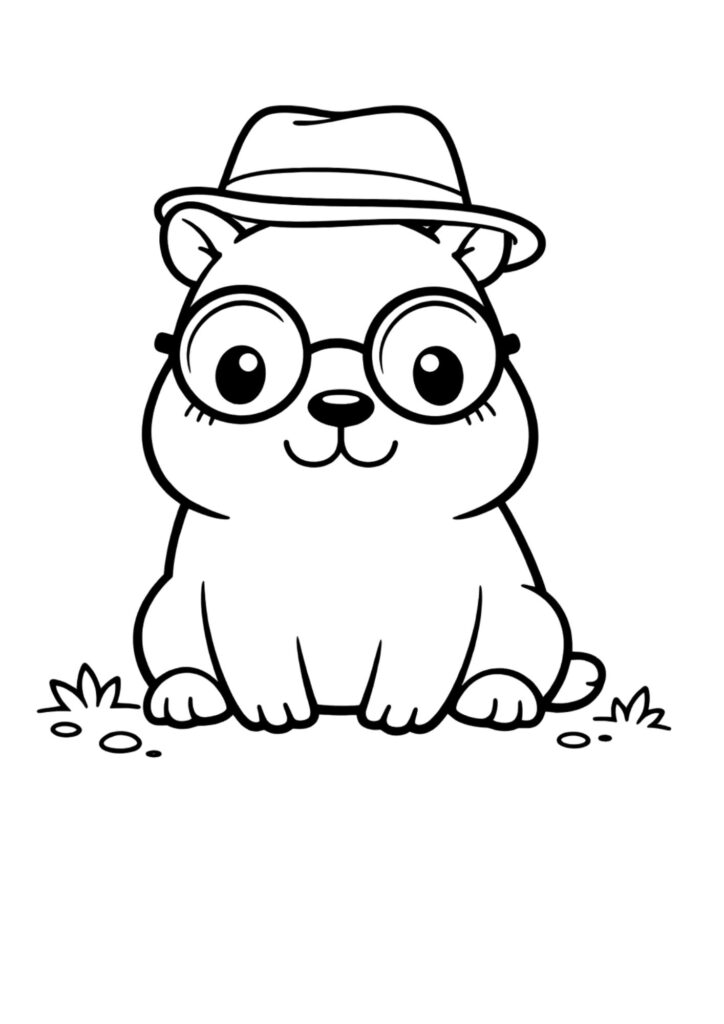 simple cute capybara coloring printable