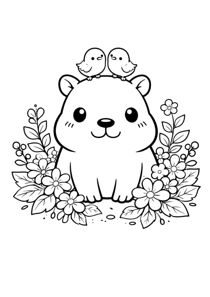 easy animal coloring capybara