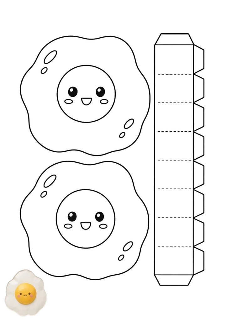 Free cute fried egg paper squishy printable template