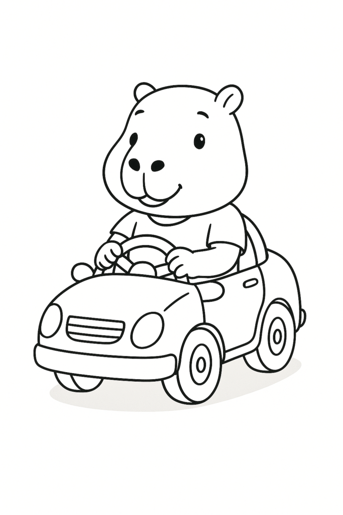 cute capybara coloring page for kids