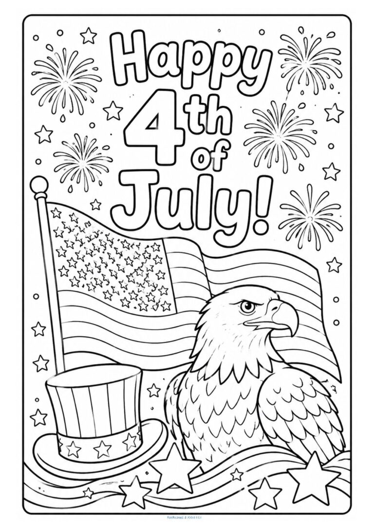 Happy 4th of July Coloring Page for Kids 2
